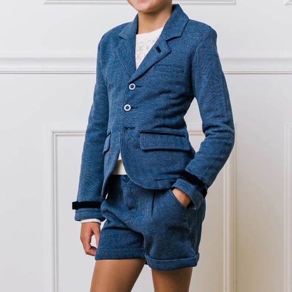 Jacquard organic cotton blazer and shorts matching set - Picture 3 of 10